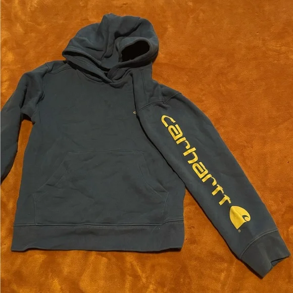 Carhartt Blue Hoodie with white Logo - Picture 5 of 9
